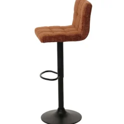 PROREGAL 2er-Set Barhocker gepolstert mit Lehne Sitzhöhe 63-83cm höhenverstellbar drehbar Stoff Chenille terracotta| Tresenhocker Barstuhl