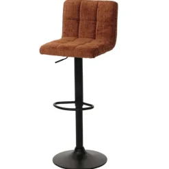 PROREGAL 2er-Set Barhocker gepolstert mit Lehne Sitzhöhe 63-83cm höhenverstellbar drehbar Stoff Chenille terracotta| Tresenhocker Barstuhl