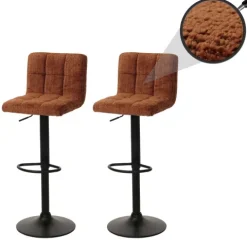 PROREGAL 2er-Set Barhocker gepolstert mit Lehne Sitzhöhe 63-83cm höhenverstellbar drehbar Stoff Chenille terracotta| Tresenhocker Barstuhl