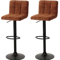 PROREGAL 2er-Set Barhocker gepolstert mit Lehne Sitzhöhe 63-83cm höhenverstellbar drehbar Stoff Chenille terracotta| Tresenhocker Barstuhl