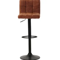 PROREGAL 2er-Set Barhocker gepolstert mit Lehne Sitzhöhe 63-83cm höhenverstellbar drehbar Stoff Chenille terracotta| Tresenhocker Barstuhl
