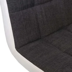 PROREGAL 2er-Set Barhocker gepolstert mit Lehne Sitzhöhe 63-87cm höhenverstellbar Stoff/Textil Dunkelgrau + Kunstleder Weiß Chromfuß| Barstuhl