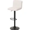 PROREGAL 2er-Set Barhocker gepolstert mit Lehne Sitzhöhe 63-83cm höhenverstellbar drehbar Stoff Boucle Weiß| Tresenhocker Barstuhl