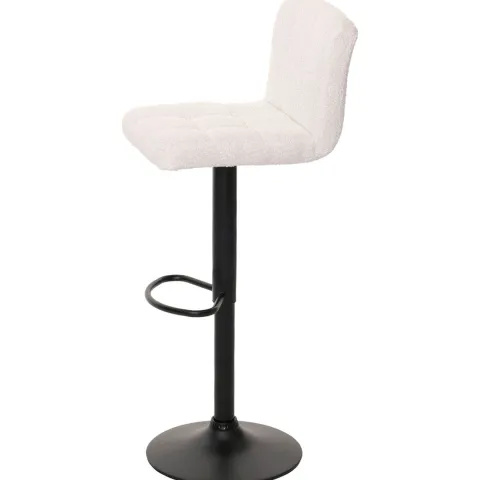 PROREGAL 2er-Set Barhocker gepolstert mit Lehne Sitzhöhe 63-83cm höhenverstellbar drehbar Stoff Boucle Weiß| Tresenhocker Barstuhl