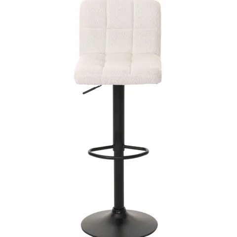 PROREGAL 2er-Set Barhocker gepolstert mit Lehne Sitzhöhe 63-83cm höhenverstellbar drehbar Stoff Boucle Weiß| Tresenhocker Barstuhl