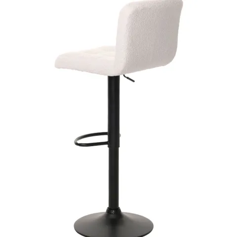 PROREGAL 2er-Set Barhocker gepolstert mit Lehne Sitzhöhe 63-83cm höhenverstellbar drehbar Stoff Boucle Weiß| Tresenhocker Barstuhl