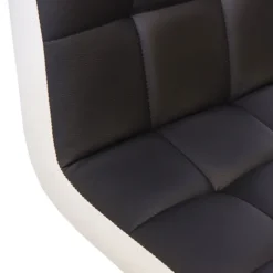 PROREGAL 2er-Set Barhocker gepolstert mit Lehne Sitzhöhe 63-87cm höhenverstellbar Kunstleder Schwarz-Weiß Chromfuß| Tresenhocker Barstuhl