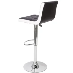PROREGAL 2er-Set Barhocker gepolstert mit Lehne Sitzhöhe 63-87cm höhenverstellbar Kunstleder Schwarz-Weiß Chromfuß| Tresenhocker Barstuhl