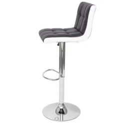 PROREGAL 2er-Set Barhocker gepolstert mit Lehne Sitzhöhe 63-87cm höhenverstellbar Kunstleder Schwarz-Weiß Chromfuß| Tresenhocker Barstuhl