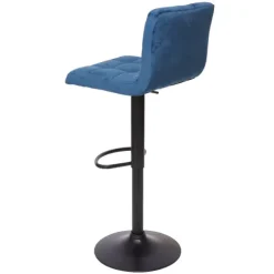 PROREGAL 2er-Set Barhocker gepolstert mit Lehne Sitzhöhe 63-87cm höhenverstellbar Samt Petrol-Blau Fuß Schwarz| Tresenhocker Barstuhl
