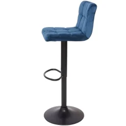 PROREGAL 2er-Set Barhocker gepolstert mit Lehne Sitzhöhe 63-87cm höhenverstellbar Samt Petrol-Blau Fuß Schwarz| Tresenhocker Barstuhl