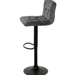 PROREGAL 2er-Set Barhocker gepolstert mit Lehne Sitzhöhe 63-83cm höhenverstellbar drehbar Stoff Chenille Dunkelgrau| Tresenhocker Barstuhl