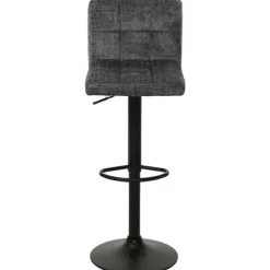 PROREGAL 2er-Set Barhocker gepolstert mit Lehne Sitzhöhe 63-83cm höhenverstellbar drehbar Stoff Chenille Dunkelgrau| Tresenhocker Barstuhl