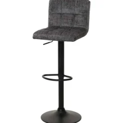 PROREGAL 2er-Set Barhocker gepolstert mit Lehne Sitzhöhe 63-83cm höhenverstellbar drehbar Stoff Chenille Dunkelgrau| Tresenhocker Barstuhl
