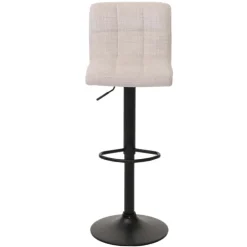 PROREGAL 2er-Set Barhocker gepolstert mit Lehne Sitzhöhe 63-83cm höhenverstellbar drehbar Stoff Chenille Creme-Beige| Tresenhocker Barstuhl