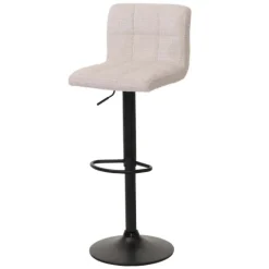 PROREGAL 2er-Set Barhocker gepolstert mit Lehne Sitzhöhe 63-83cm höhenverstellbar drehbar Stoff Chenille Creme-Beige| Tresenhocker Barstuhl