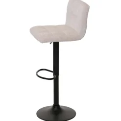 PROREGAL 2er-Set Barhocker gepolstert mit Lehne Sitzhöhe 63-83cm höhenverstellbar drehbar Stoff Chenille Creme-Beige| Tresenhocker Barstuhl