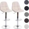 PROREGAL 2er-Set Barhocker gepolstert und höhenverstellbar mit Lehne Sitzhöhe 61cm Creme-Beige Kunstleder Barstuhl Tresenhocker