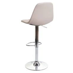 PROREGAL 2er-Set Barhocker gepolstert und höhenverstellbar mit Lehne Sitzhöhe 61cm Creme-Beige Kunstleder Barstuhl Tresenhocker