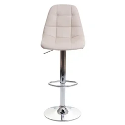 PROREGAL 2er-Set Barhocker gepolstert und höhenverstellbar mit Lehne Sitzhöhe 61cm Creme-Beige Kunstleder Barstuhl Tresenhocker