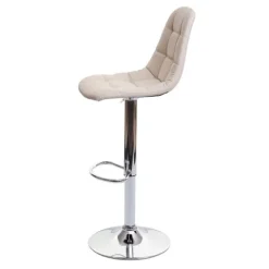 PROREGAL 2er-Set Barhocker gepolstert und höhenverstellbar mit Lehne Sitzhöhe 61cm Creme-Beige Kunstleder Barstuhl Tresenhocker