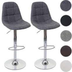 PROREGAL 2er-Set Barhocker gepolstert und höhenverstellbar mit Lehne Sitzhöhe 61cm Schwarz Kunstleder Barstuhl Tresenhocker