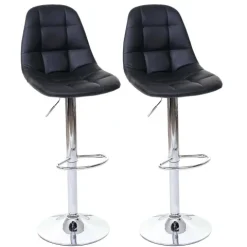 PROREGAL 2er-Set Barhocker gepolstert und höhenverstellbar mit Lehne Sitzhöhe 61cm Schwarz Kunstleder Barstuhl Tresenhocker