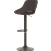 PROREGAL 2er-Set Barhocker gepolstert mit Lehne Sitzhöhe 60-82cm Fußablage drehbar Kunstleder Metall Braun Barstuhl Tresenhocker