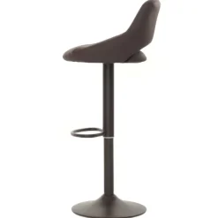 PROREGAL 2er-Set Barhocker gepolstert mit Lehne Sitzhöhe 60-82cm Fußablage drehbar Kunstleder Metall Braun Barstuhl Tresenhocker