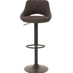 PROREGAL 2er-Set Barhocker gepolstert mit Lehne Sitzhöhe 60-82cm Fußablage drehbar Kunstleder Metall Braun Barstuhl Tresenhocker