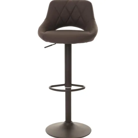 PROREGAL 2er-Set Barhocker gepolstert mit Lehne Sitzhöhe 60-82cm Fußablage drehbar Kunstleder Metall Braun Barstuhl Tresenhocker