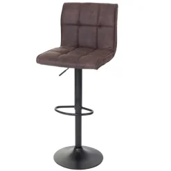 PROREGAL 2er-Set Barhocker gepolstert und höhenverstellbar mit Lehne Sitzhöhe 64-85cm Wildlederimitat| vintage Dunkelbraun Barstuhl Tresenhocker