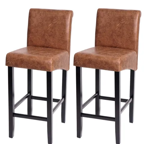 PROREGAL 2er-Set Barhocker gepolstert mit Lehne Sitzhöhe 75cm Holz Wildlederimitat dunkle Beine Stoff/Textil Barstuhl Tresenhocker