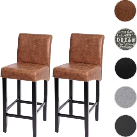 PROREGAL 2er-Set Barhocker gepolstert mit Lehne Sitzhöhe 75cm Holz Wildlederimitat dunkle Beine Stoff/Textil Barstuhl Tresenhocker