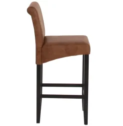 PROREGAL 2er-Set Barhocker gepolstert mit Lehne Sitzhöhe 75cm Holz Wildlederimitat dunkle Beine Stoff/Textil Barstuhl Tresenhocker