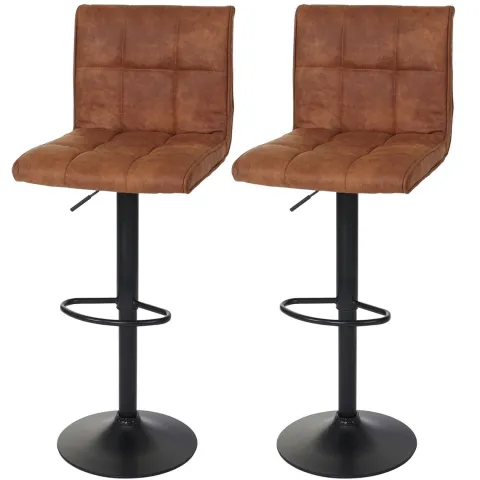 PROREGAL 2er-Set Barhocker gepolstert und höhenverstellbar mit Lehne Sitzhöhe 64-85cm Wildlederimitat| vintage hellbraun Barstuhl Tresenhocker