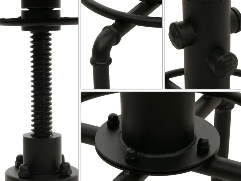 PROREGAL 2er-Set Barhocker gepolstert Sitzhöhe 62-85cm Schwarz Barstuhl Tresenhocker höhenverstellbar drehbar Industrial Metall Kunstleder
