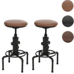 PROREGAL 2er-Set Barhocker gepolstert Sitzhöhe 62-85cm Schwarz Barstuhl Tresenhocker höhenverstellbar drehbar Industrial Metall Kunstleder