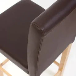 PROREGAL 2er-Set Barhocker gepolstert mit Lehne Barstuhl Leder Sitzhöhe 74cm helle Füße| Braun