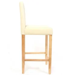 PROREGAL 2er-Set Barhocker gepolstert mit Lehne Barstuhl Kunstleder Sitzhöhe 74cm helle Füße| Creme