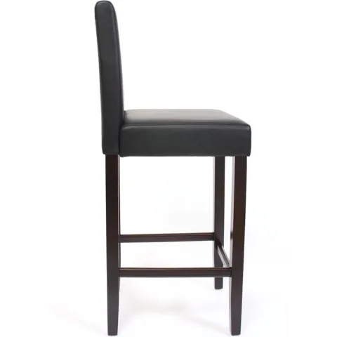 PROREGAL 2er-Set Barhocker gepolstert mit Lehne Barstuhl Kunstleder Sitzhöhe 74cm dunkle Füße| Schwarz