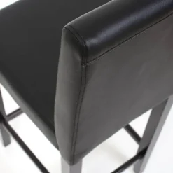 PROREGAL 2er-Set Barhocker gepolstert mit Lehne Barstuhl Kunstleder Sitzhöhe 74cm dunkle Füße| Schwarz