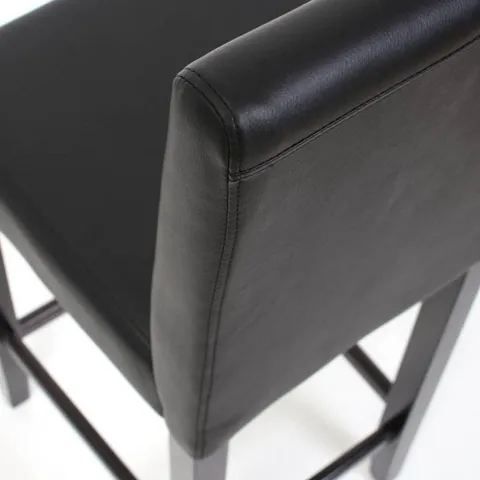 PROREGAL 2er-Set Barhocker gepolstert mit Lehne Barstuhl Kunstleder Sitzhöhe 74cm dunkle Füße| Schwarz