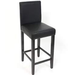 PROREGAL 2er-Set Barhocker gepolstert mit Lehne Barstuhl Kunstleder Sitzhöhe 74cm dunkle Füße| Schwarz