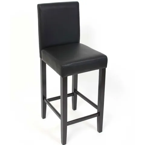 PROREGAL 2er-Set Barhocker gepolstert mit Lehne Barstuhl Kunstleder Sitzhöhe 74cm dunkle Füße| Schwarz