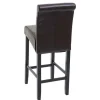 PROREGAL 2er-Set Barhocker gepolstert mit Lehne Sitzhöhe 75cm Holz Braun dunkle Beine Leder Barstuhl Tresenhocker