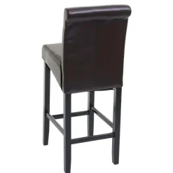 PROREGAL 2er-Set Barhocker gepolstert mit Lehne Sitzhöhe 75cm Holz Braun dunkle Beine Leder Barstuhl Tresenhocker
