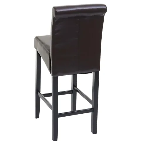 PROREGAL 2er-Set Barhocker gepolstert mit Lehne Sitzhöhe 75cm Holz Braun dunkle Beine Leder Barstuhl Tresenhocker