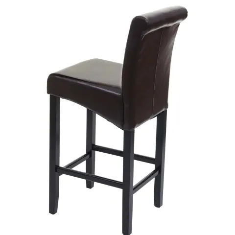 PROREGAL 2er-Set Barhocker gepolstert mit Lehne Sitzhöhe 75cm Holz Braun dunkle Beine Leder Barstuhl Tresenhocker