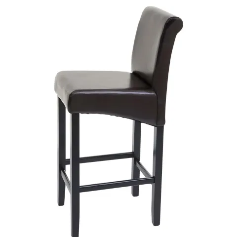 PROREGAL 2er-Set Barhocker gepolstert mit Lehne Sitzhöhe 75cm Holz Braun dunkle Beine Leder Barstuhl Tresenhocker